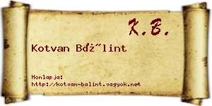 Kotvan Bálint névjegykártya