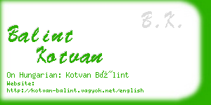 balint kotvan business card